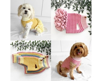 CROCHET PATTERN BUNDLE, Lottie and Lulus stripe sweater and tutu crochet pattern, crochet sweater, pet crochet pattern, digital download