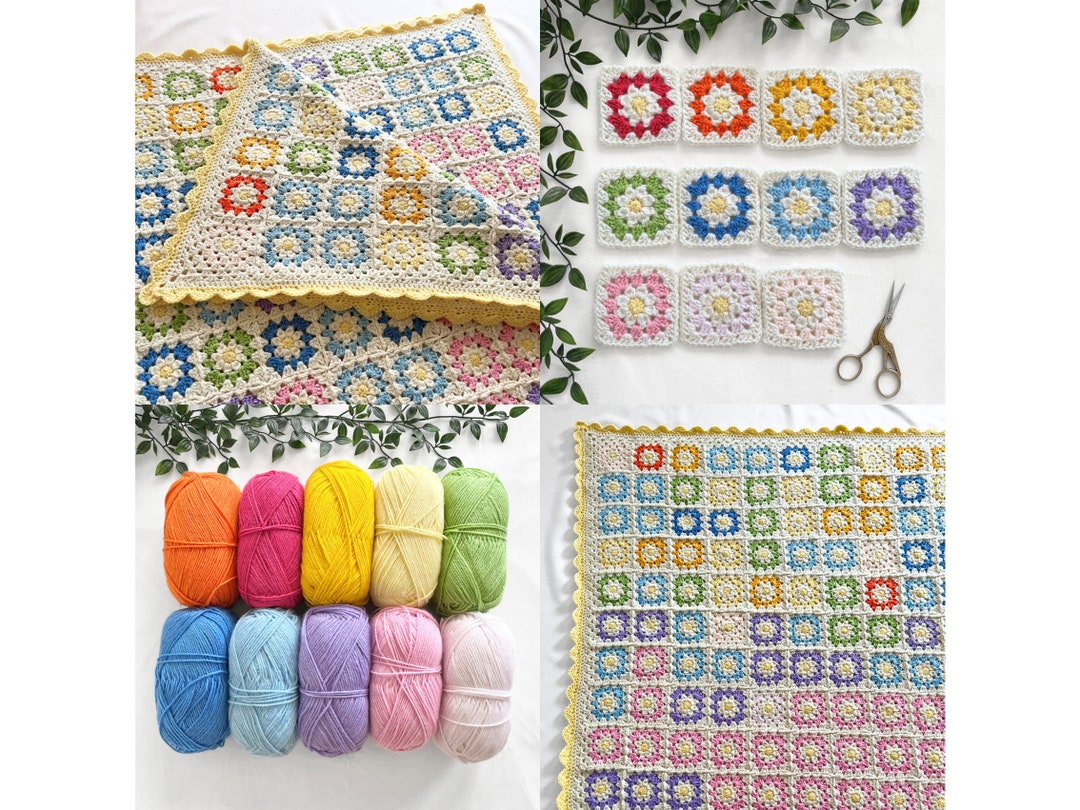 Crochet Temperature Blanket LEFT HAND INSTRUCTIONS, Flower Granny