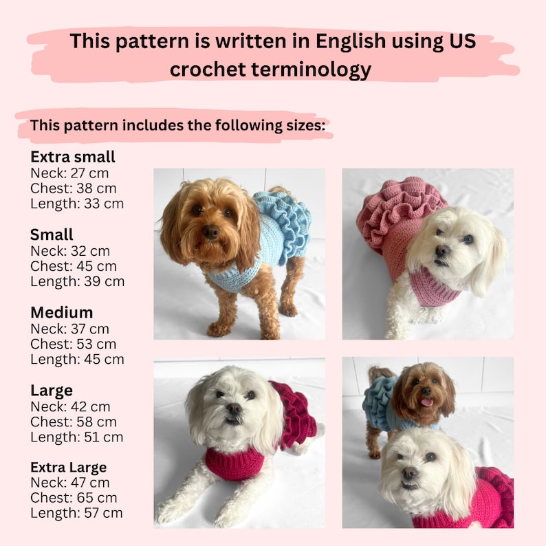 CROCHET PATTERN, Lottie and Lulus crochet dog dress, crochet dog sweater pattern, crochet dog tutu, pet jumper, crochet sweater dress, diy image 4