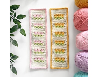 CROCHET PATTERN, Lottie and Lulu’s tulip stitch bookmark, crochet bookmark, quick crochet pattern, easy crochet gift, crochet project ideas