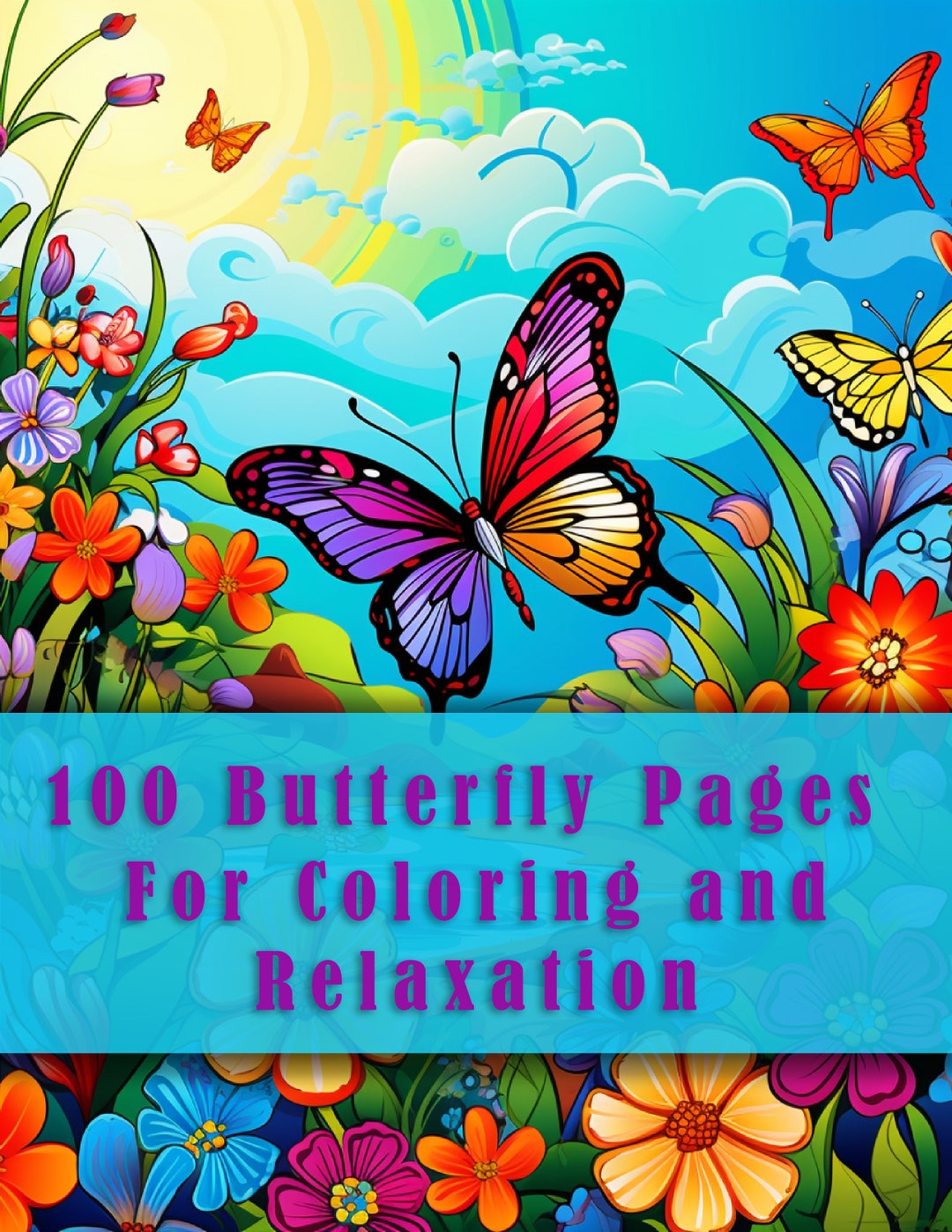 100 Butterfly Coloring Pages for Relaxation - Etsy