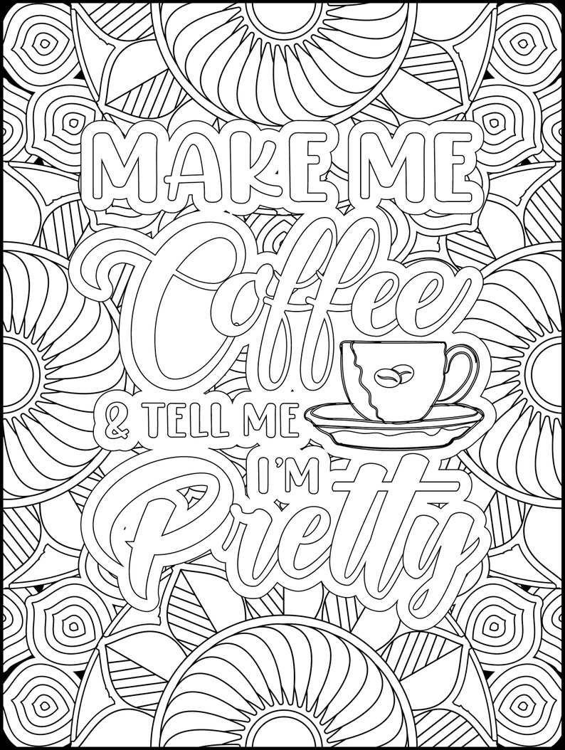 100 Coffee Themed Coloring Pages - Etsy