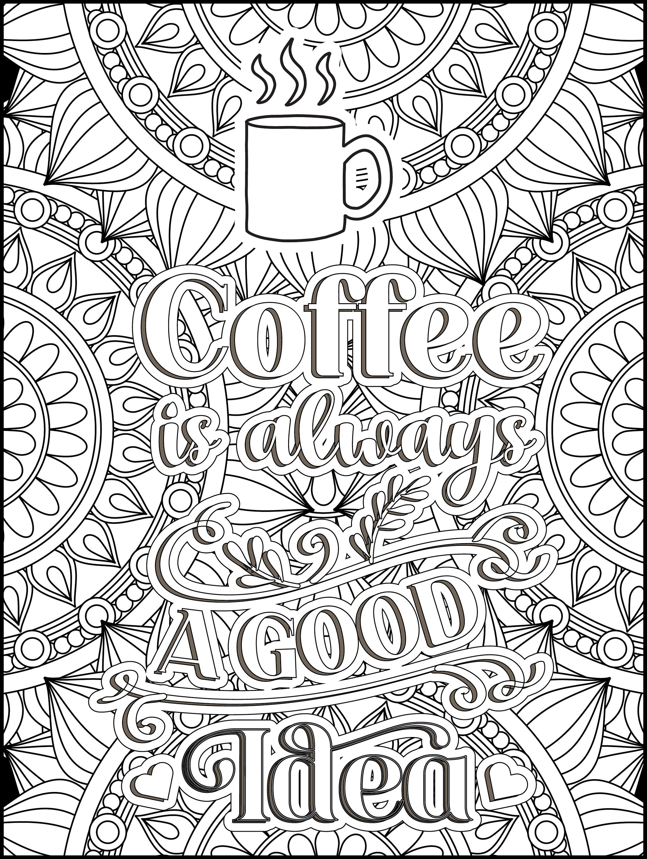 100 Coffee Themed Coloring Pages - Etsy