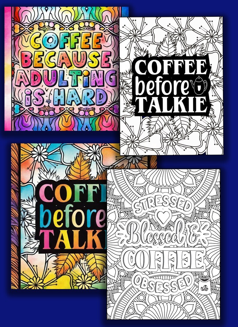 100 Coffee Themed Coloring Pages - Etsy