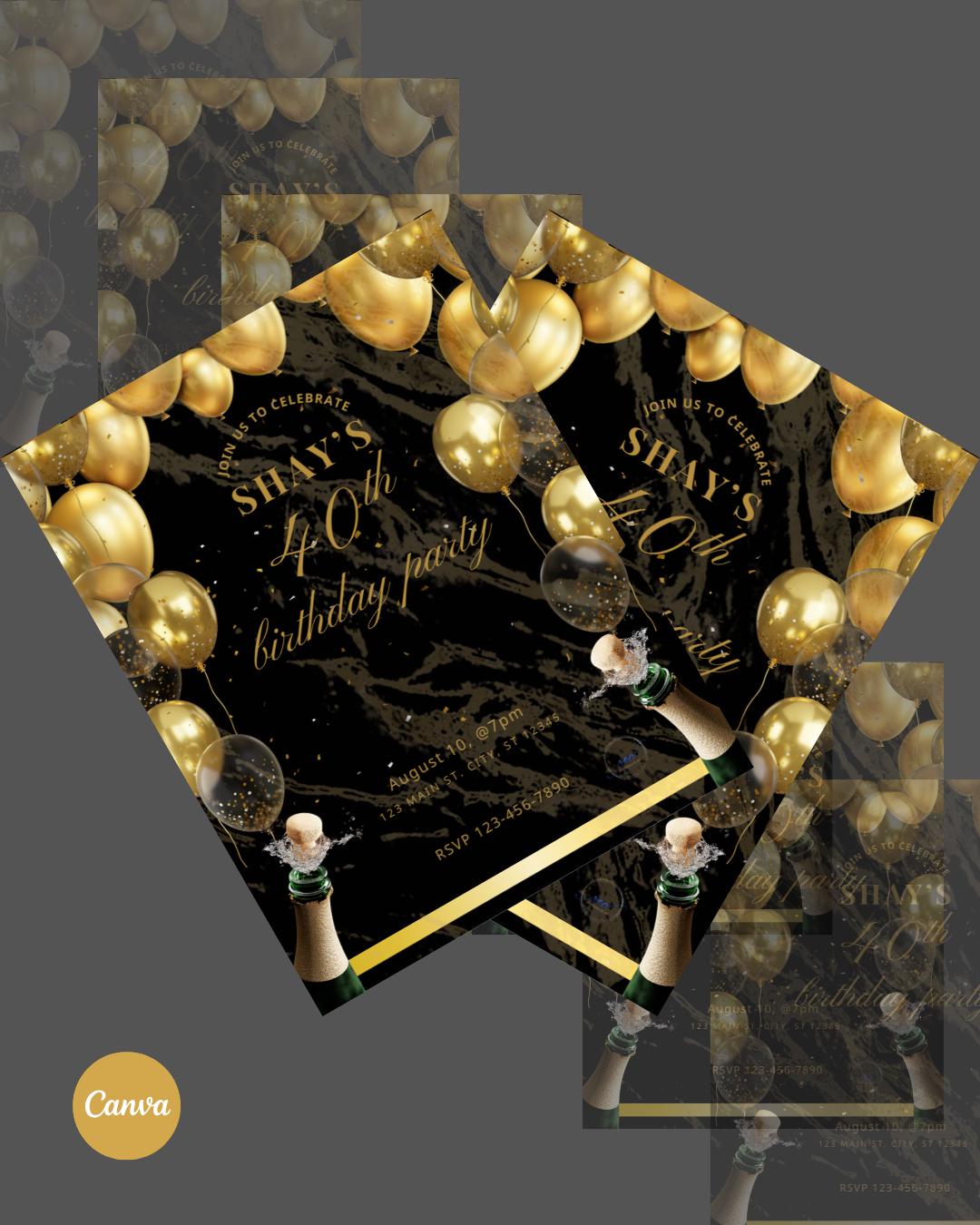 Editable Birthday Card Template DIY Canva Design Custom Digital Adults