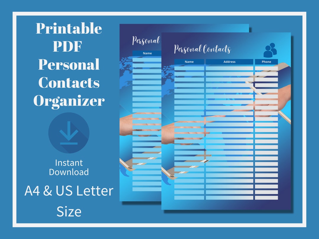 Personal Contacts Organizer, Name, Address and Phone Number Contact ...