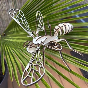 Archivo SVG de rompecabezas de insectos de madera cortado con láser en 3D de abeja, paquete de archivos SVG de rompecabezas de abeja 3D cortados con láser Glowforge Wood Svg Vector