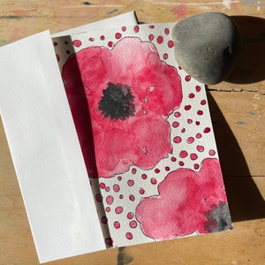 Big Bold Poppy Handpainted Watercolor Blank Card