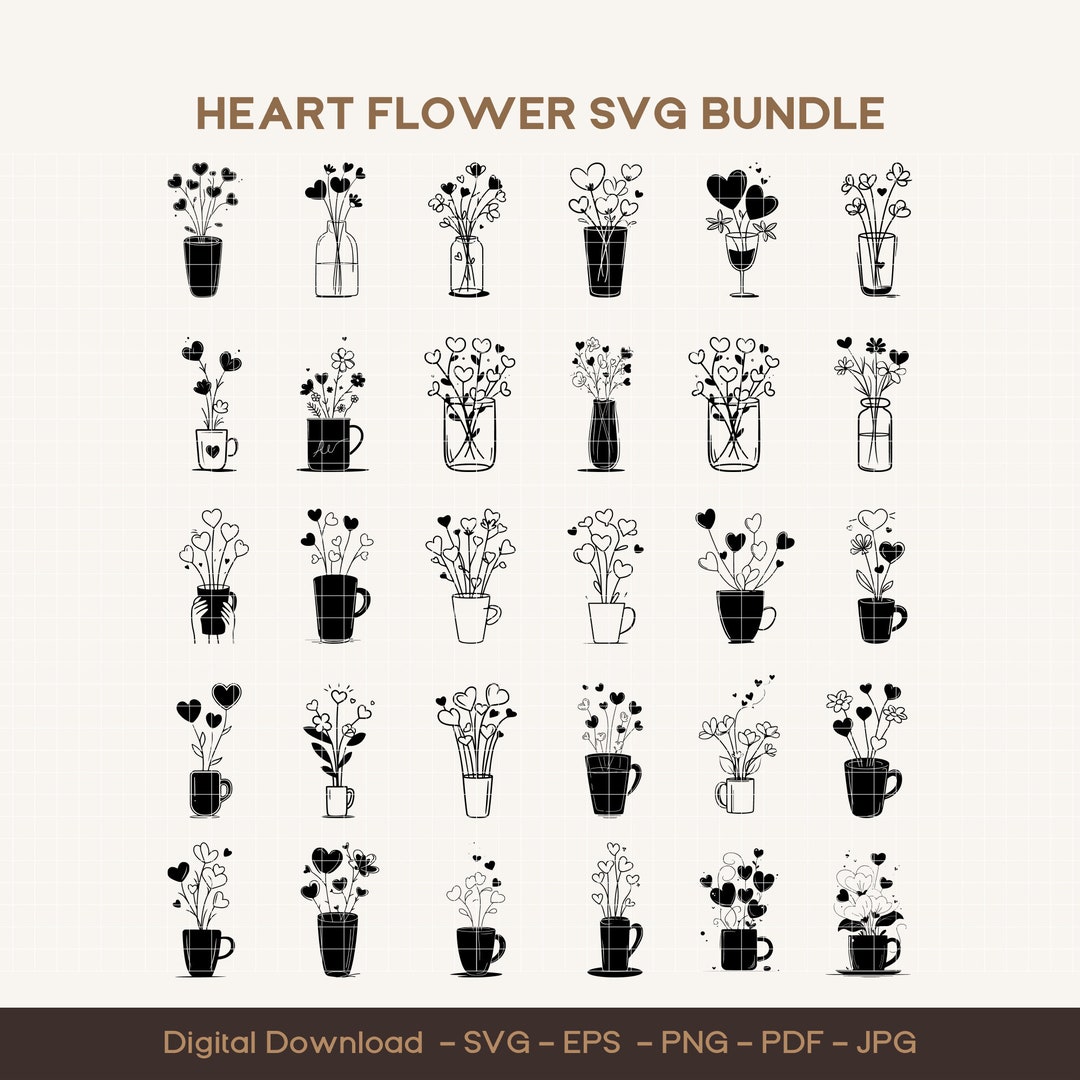 Heart Svg Bundle,heart Doodle Svg, Heart Svg Cut Files for Cricut ...