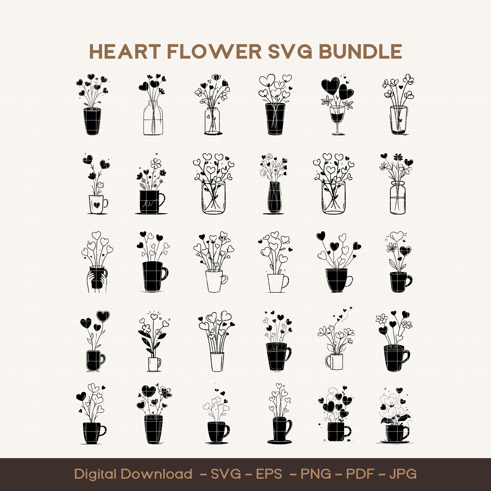 Heart Svg Bundle,heart Doodle Svg, Heart Svg Cut Files for Cricut ...