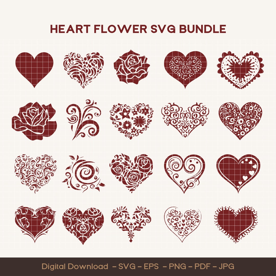 Heart Svg Bundle,heart Doodle Svg, Heart Svg Cut Files for Cricut ...