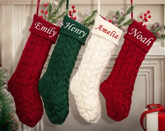 Personalized Embroidered Christmas Stocking,Personalized Family Christmas Stockings,Knitted Christmas Stockings,Holiday Stockings,Xmas Gift