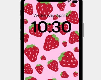 Strawberries Pink Background | Wallpaper for iPhone | Strawberry Summer Theme