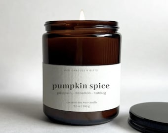 Pumpkin Spice Candle Handmade Fall Candle with Pumpkin Scent Wax Melts Fall Decor for Pumpkin Spice Latte Lover Hygge Decor Cozy Halloween