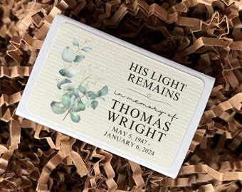 In Loving Memory Custom Matches Funeral Favors Bulk loss of father loss of mother custom matches eucalyptus funeral program accessory
