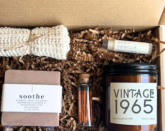 Personalized 60th Birthday Gift for Women Basket Idea for 60th Birthday Men Vintage 1965 Birthday Spa Box 60th Birthday Self-Care Gift Box