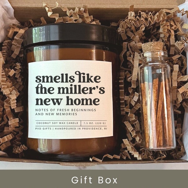 New Home Gift with Name, Smells like a new home candle, Housewarming Gift Box, House Closing Gift,  Realtor Gift for Client, Son's New Home