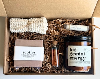 Gemini Gift Box Gemini Care Package for Her Gemini Candle Horoscope Self Care Box Best Friend Gift Box Care Package for Her
