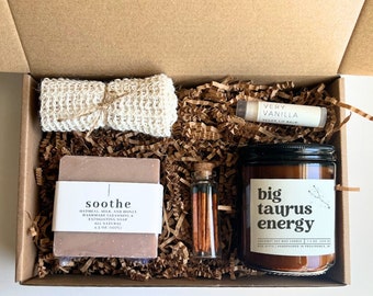 Taurus Gift Box for April Birthday Gift for Her May Birthday Care Package Taurus Candle Horoscope Self Care Box Best Friend Gift Box