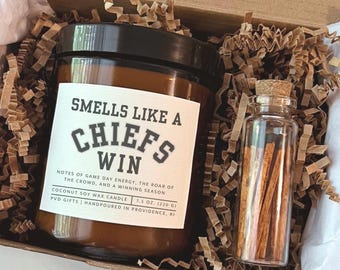 Smells Like a Chiefs Win Candle Football Game Day Decor Kansas City Chiefs Fan Gift Fantasy Football Champion Gift Christmas Chiefs