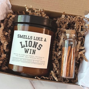 Smells Like a Lions Win Candle Football Game Day Decor Detroit Lions Fan Gift Fantasy Football Champion Gift Christmas Lions Birthday