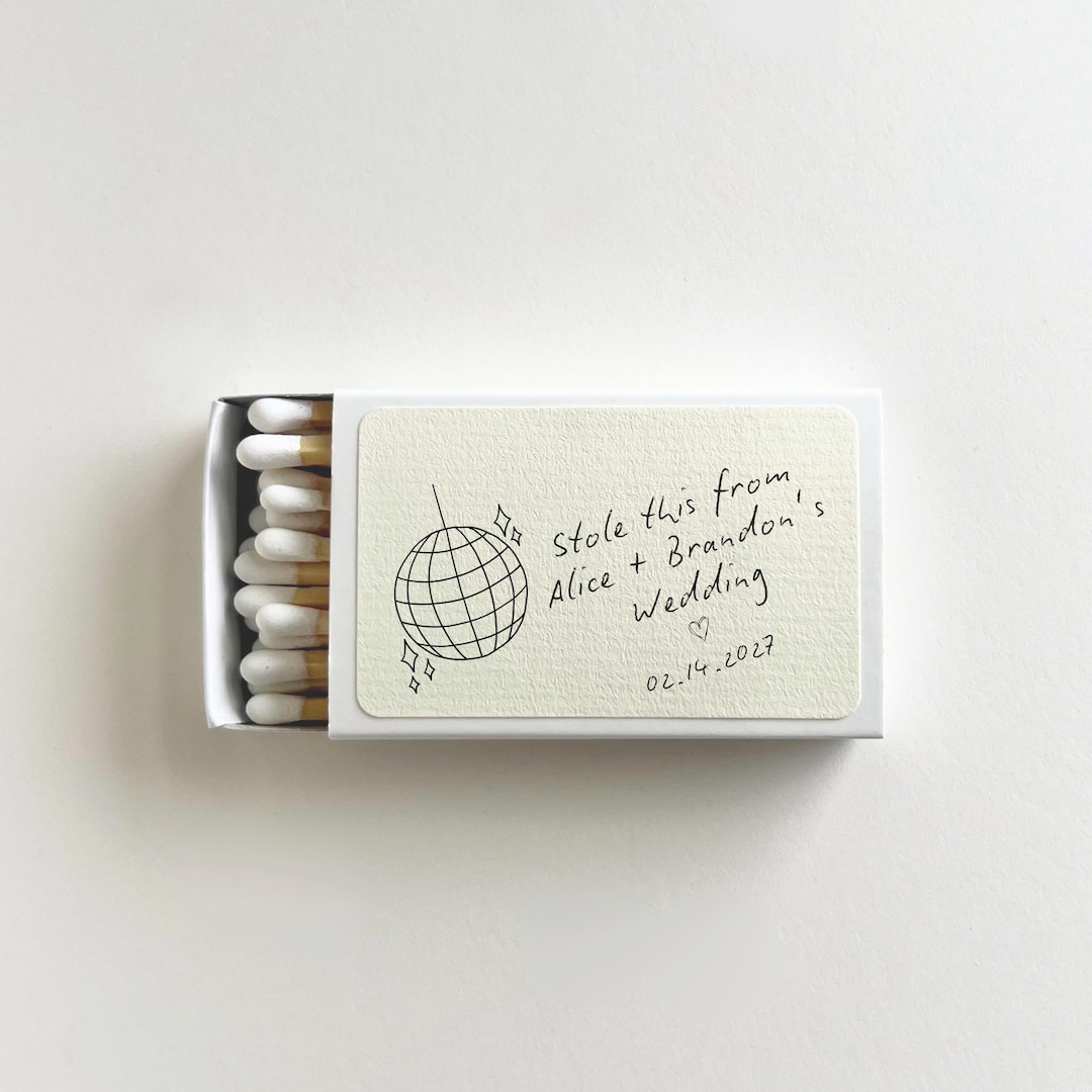 Personalized Matchboxes Wedding Favors, Disco Ball Matches Favors, Custom Matchbooks for W
