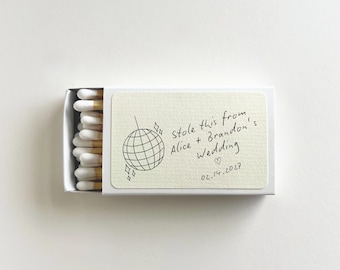Personalized Matchboxes Wedding Favors, Disco Ball Matches Favors, Custom Matchbooks for Wedding Welcome Table