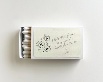 Casino Party Favors Custom Matches, Poker Party Birthday Custom Matchboxes, Vegas Casino Party Decor
