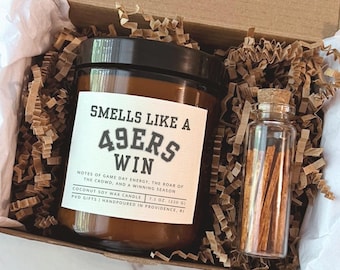 Smells Like a 49ers Win Candle Football Game Day Decor San Francisco 49ers Fan Gift Fantasy Football Champion Gift Christmas 49ers