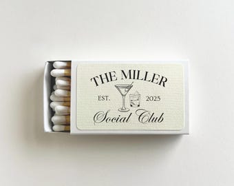 Personalized Wedding Matches Custom Matchbooks Personalized Housewarming Gift for New Home Gift for Hostess Hand Drawn Social Club