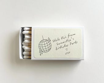 Personalized Disco Party Birthday Favor Ideas Disco Ball Birthday Custom Matchboxes for Birthday Matches Personalized Birthday Decor
