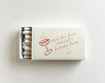 Personalized Martini Birthday Favor Ideas Tini Bit Older Birthday Custom Matchboxes for Birthday Matches Personalized Birthday Decor