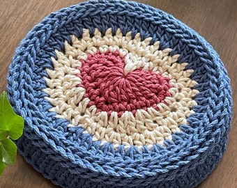 CROCHET PATTERN:  Pure Heart Crochet Coaster & Holder INTERMEDIATE Project Level