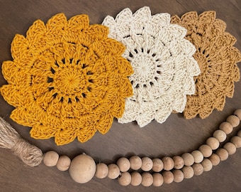 PATRÓN DE CROCHET: Posavasos de ganchillo Estrella Matutina Sol Nivel de proyecto FÁCIL