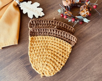 PATRÓN DE CROCHET: Posavasos de bellota de roble blanco. Nivel de proyecto FÁCIL.