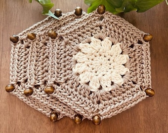 CROCHET PATTERN:  Fresh Daisy Crochet Coaster INTERMEDIATE Project Level