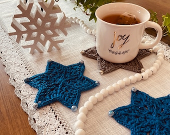 CROCHET PATTERN:  Star of David Crochet Coasters & Ornament INTERMEDIATE Project Level