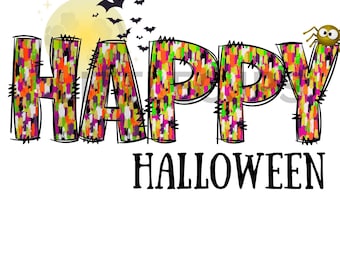Lettera colorata di Halloween felice scarabocchiata in formato PNG