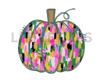 Zucca digitale multicolore rosa verde oro PNG