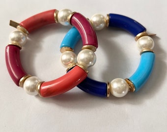 Bracciali acrilici perlati