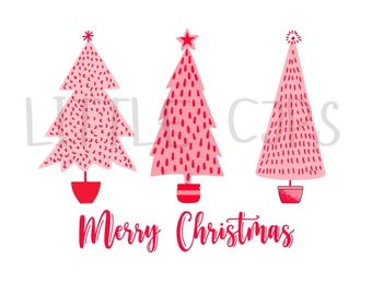 Rosa Weihnachtsbaum-Trio PNG