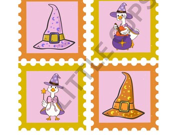 Oca di Halloween con cappello da strega PNG