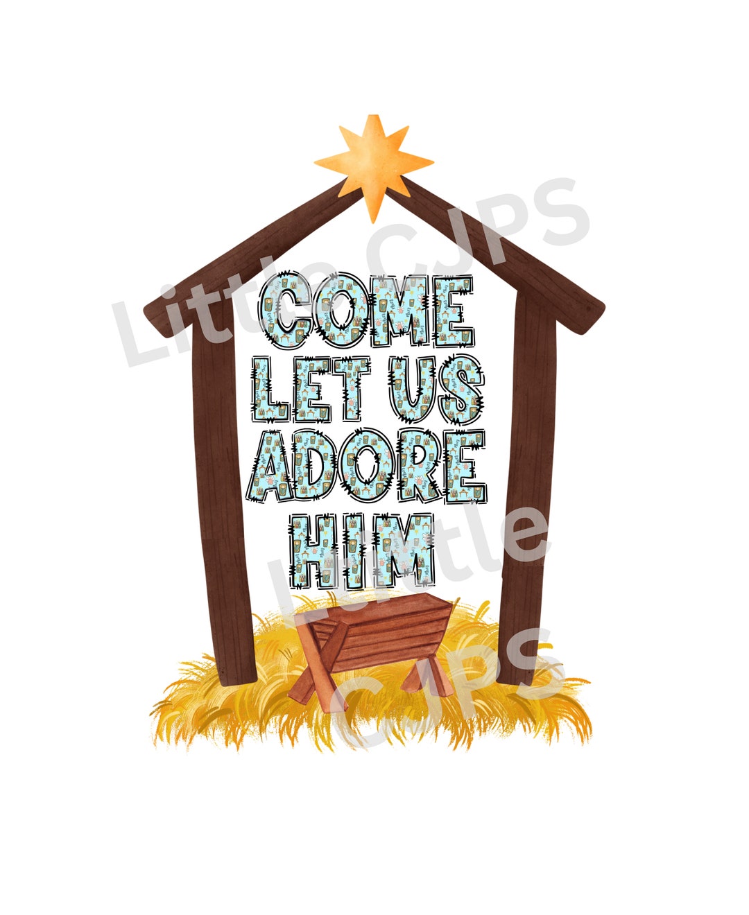 Nativity Letters Let Us Adore Him Etsy