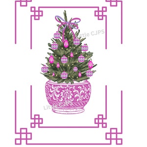 Chinoiserie PINK Purple  Christmas Tree