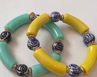 Bracciali Chinoiserie * Set verde acqua*Giallo