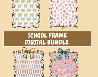 Cornici digitali a tema SCUOLA con grafica a colori pastello