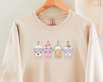 Kawaii Boba Tea Sweatshirt, Bubble Tea Gift
