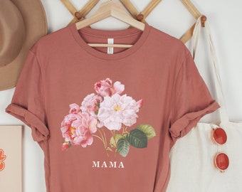 Floral Mama T-Shirt, Cottagecore Mom T Shirt, Floral Pregnancy Announcement Shirt, Botanical Mama Graphic T Shirt, New Mom Mother's Day Gift