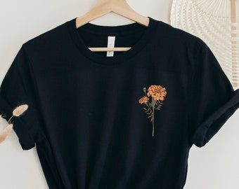October Birth Flower T-Shirt: Marigold Floral Birthday Gift