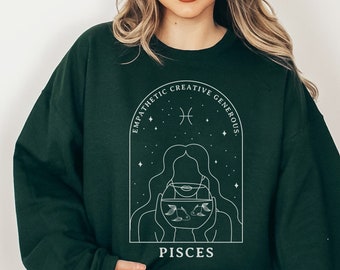 Personalisiertes Pisces Sweatshirt: Boho Sternzeichen Astrologie Geschenk